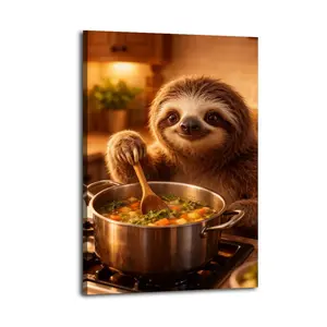 Sloth Cooking Soup in Kitchen| Bedroom Art | Bathroom Art | Trendy Wall Art | Funky Wall Art