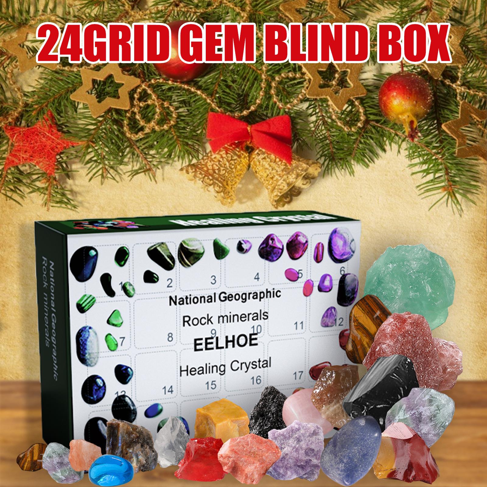 24-Grid Mineral Blind Box Green Christmas Surprise Guessing Fun Small Gift Blind Box