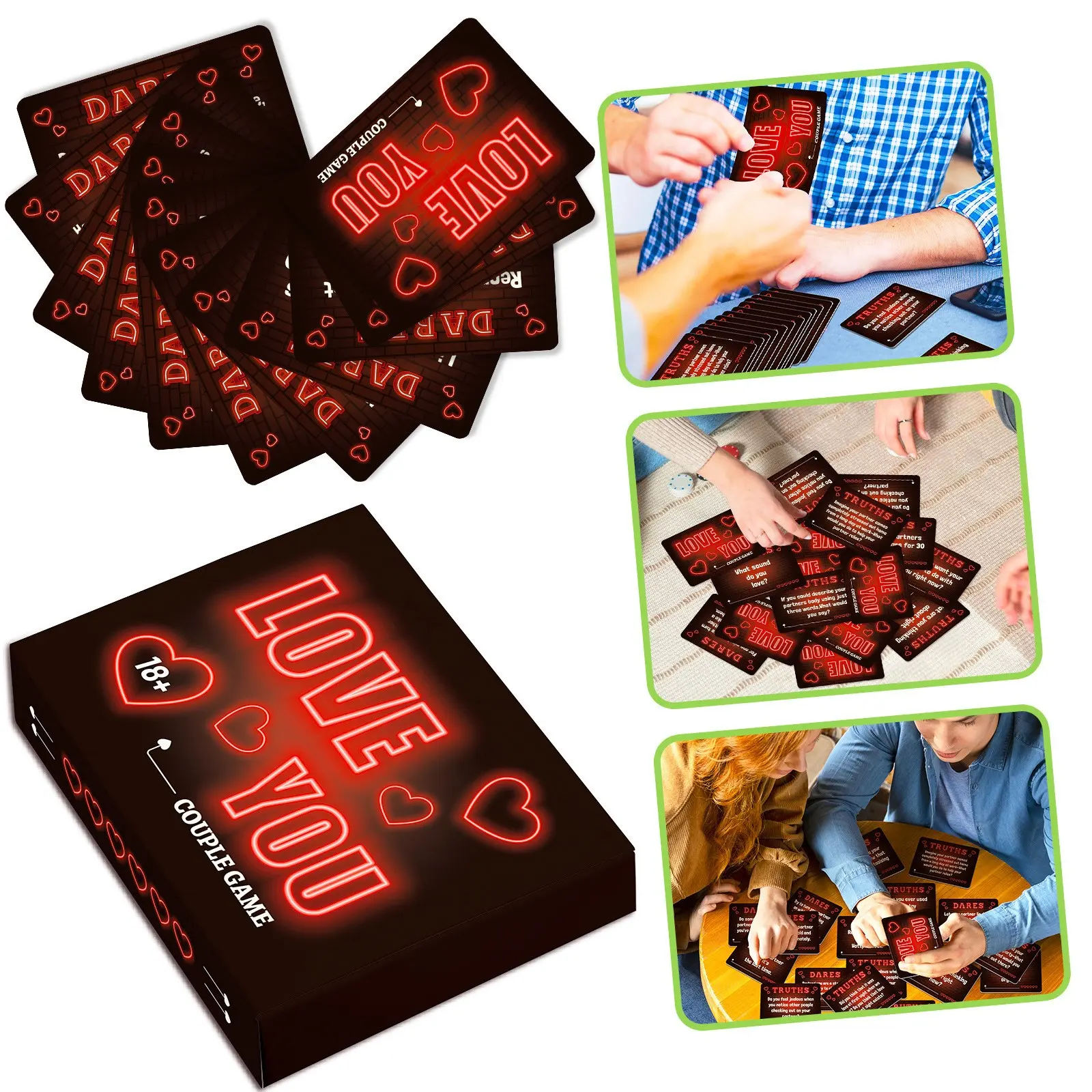 50 Love You Neon Light Couple Cards, Interactive Game Cards, Tabletop Gaming Cards, Perfect for Couples and Games