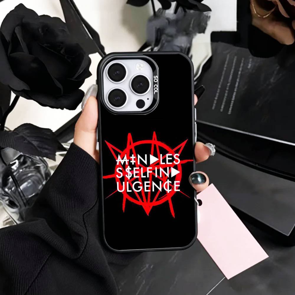 M-Mindless S-Self I-Indulgence Phone Case For iPhone17,16,15,14,13,12,11 Plus,Pro Max Colored Silver Plated Inside Cover