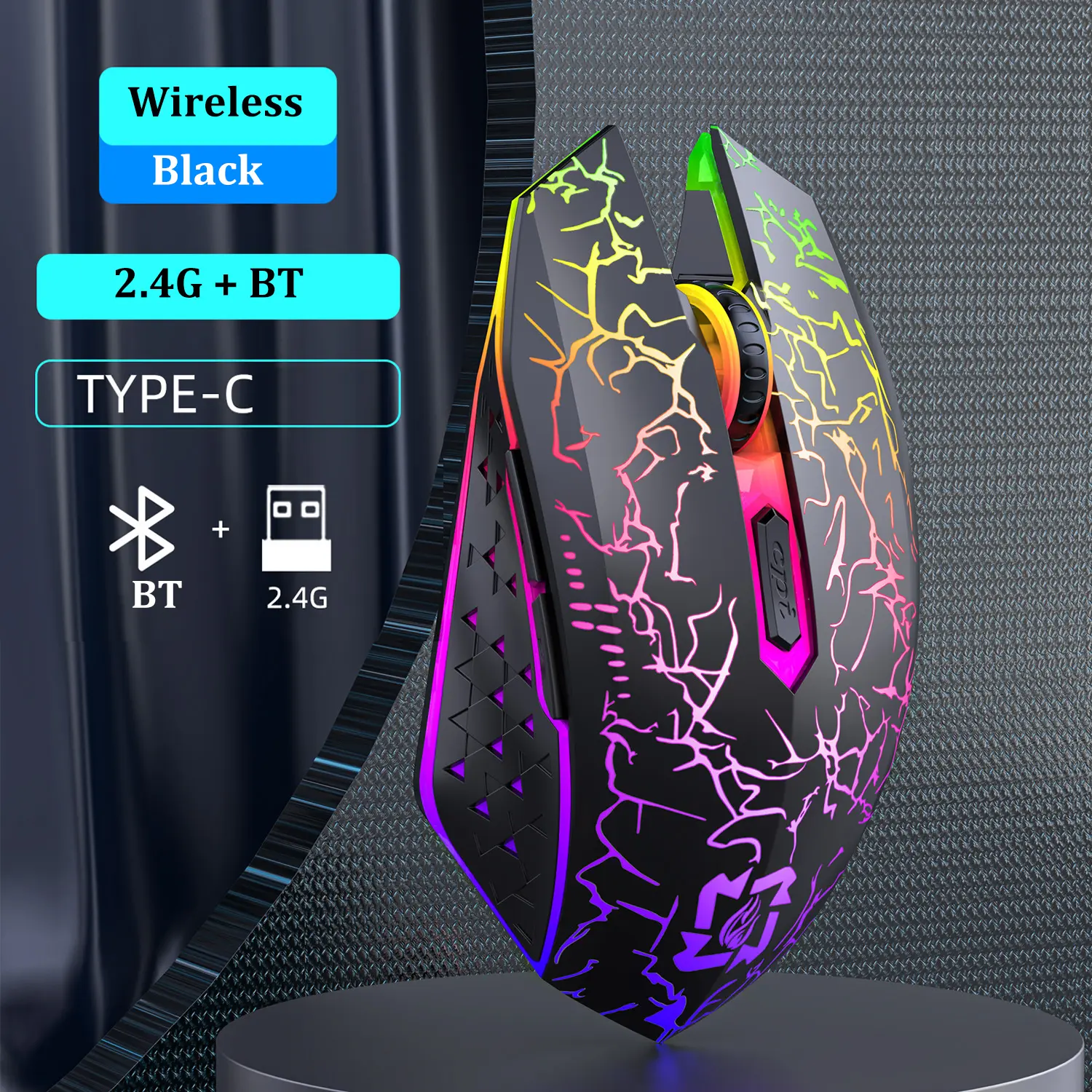 Bluetooth 5.2 Mouse RGB 2.4G Wireless Mouse Dual-Mode Gaming Mouse 6 Buttons Silent Mouse For MacBook Tablet Laptops Computer