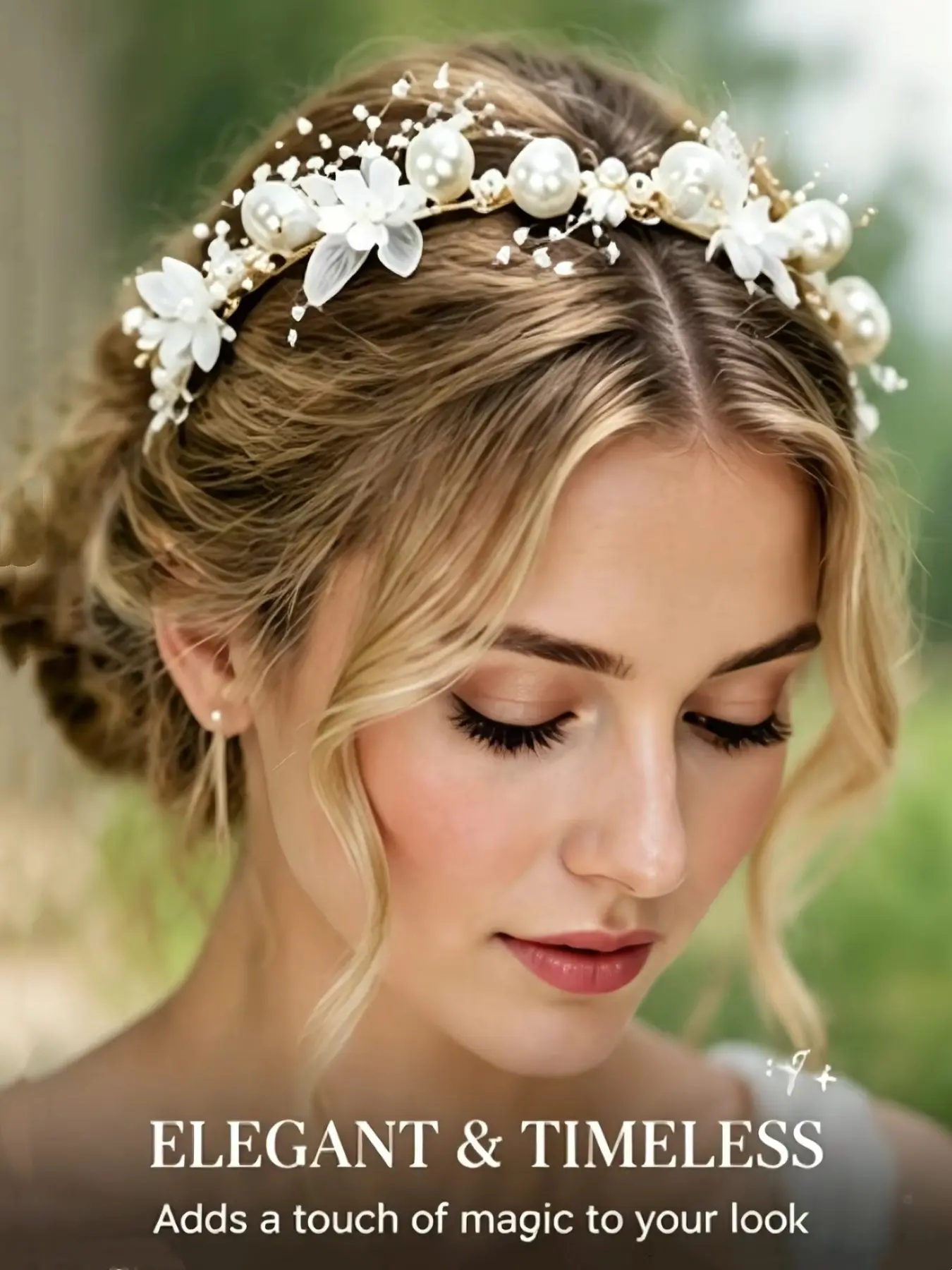 Luxurious Handmade Floral Pearl HeadbandCrown, Elegant Bridal Hair Accessory, Non-Slip, Versatile, Perfect for Weddings, Parties, Photoshoots
