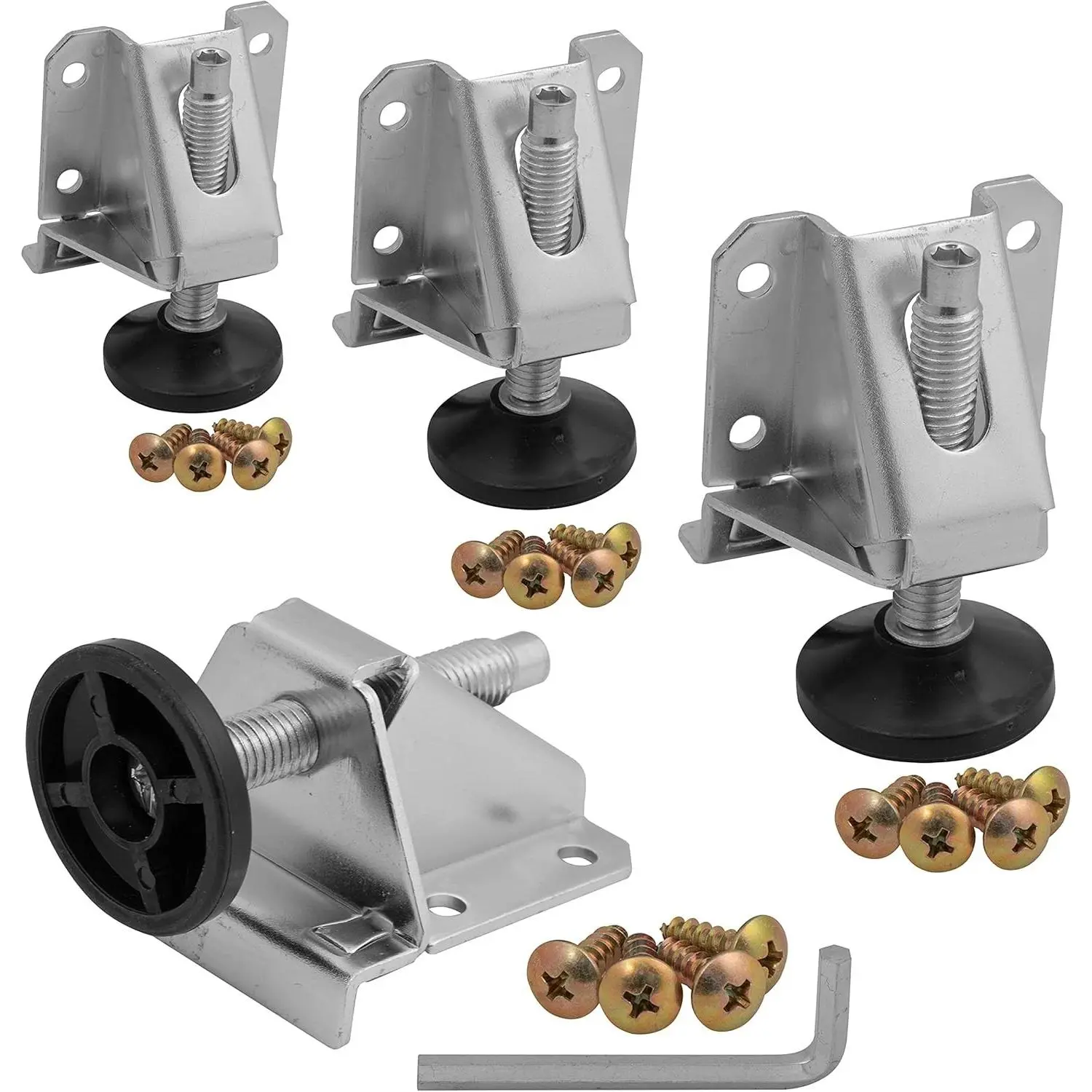 Heavy Duty Adjustable Leveling Feet Ideal for Desks, Tables, Shelving Units, Cabinets and Furniture - Includes 4 Leg Levelers, Side Mount Adjustable Feet Levelers