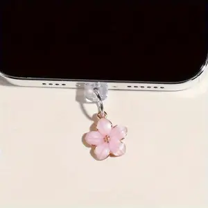 Cherry Blossom Phone Dust Plug Charm – Type-C Charging Port Anti-Dust Plug Pendant, Cute DIY Phone Accessory for Women