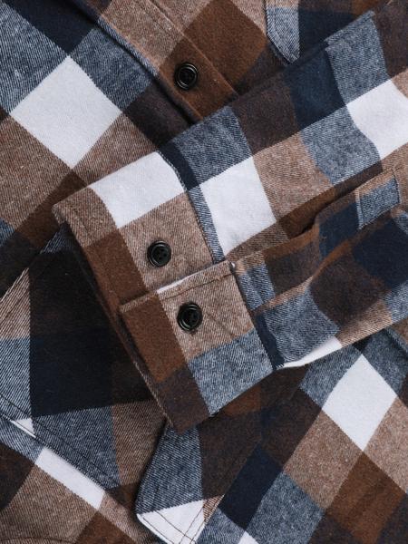 Men's Flannel Hoodie Long Sleeve Fashion Plaid Hooded Shirt Button Neckline with Pockets, Casual Winter Wear for Men