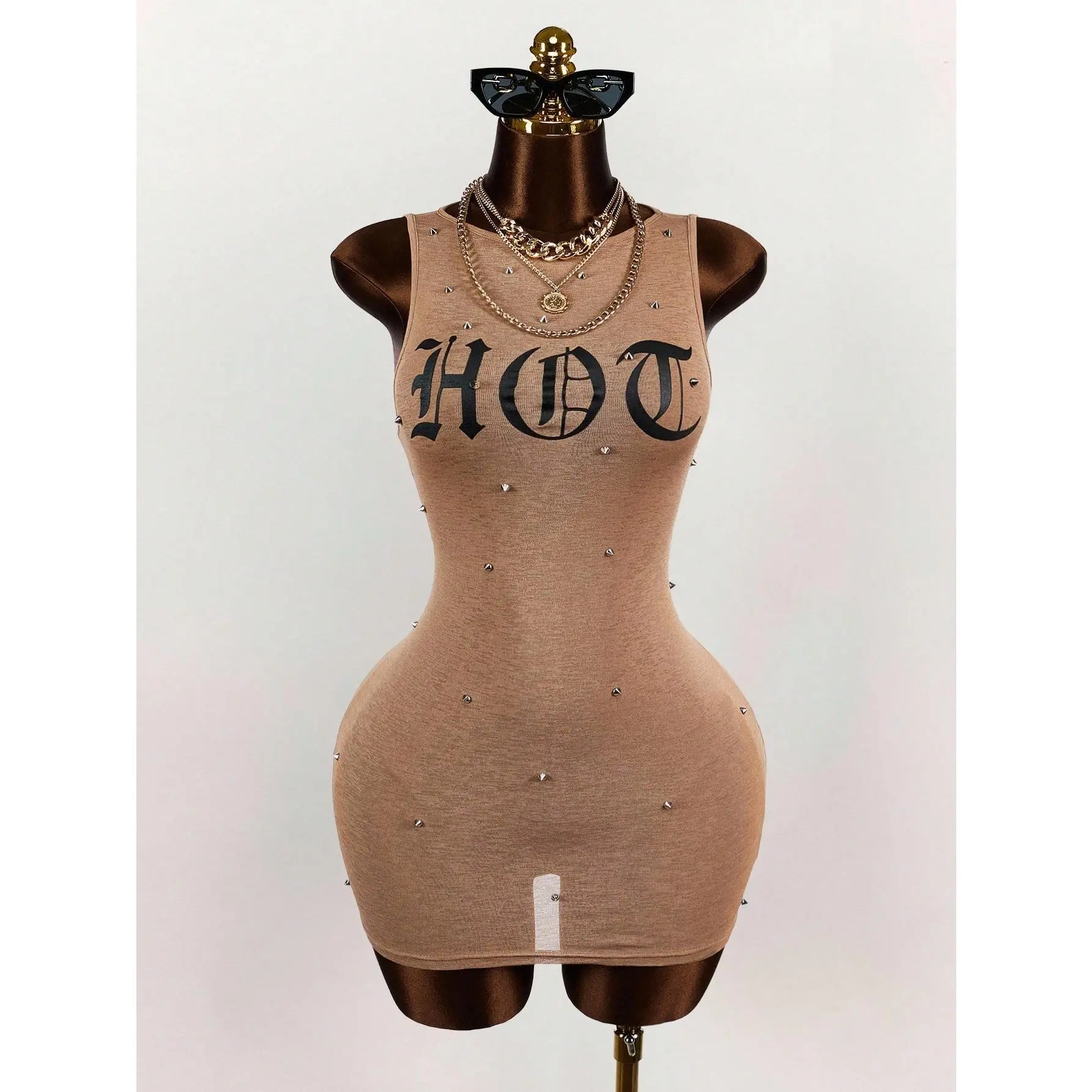 Women's Y2k Graphic Sleeveless Bodycon Tank Dress Summer Night Out Mini Dresses