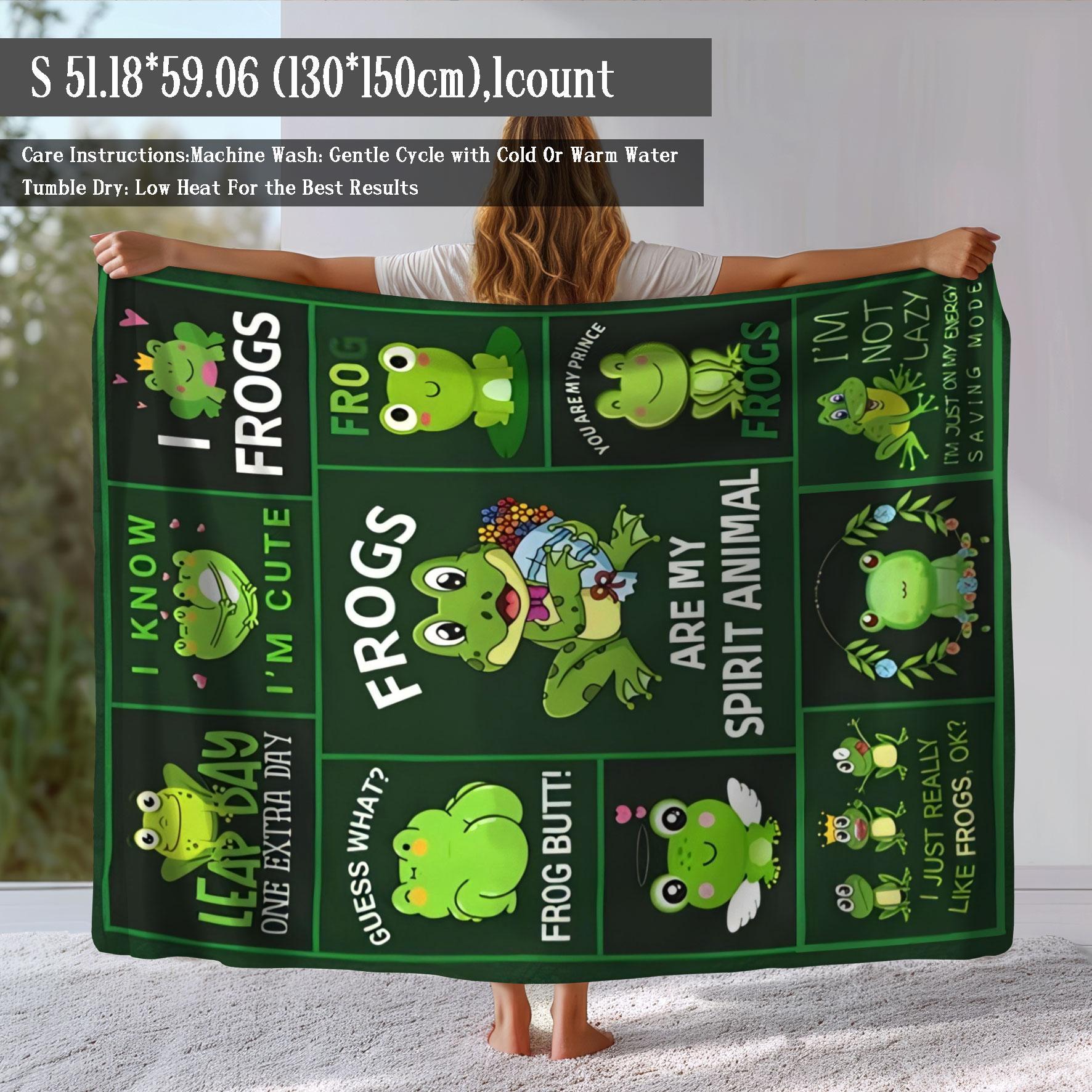 Frog Pattern Blanket, 1 Count Soft Throw Blanket, Air-conditioned Room Blanket, Warm Nap Blanket for Home Office Travel Camping, Cozy Blanket