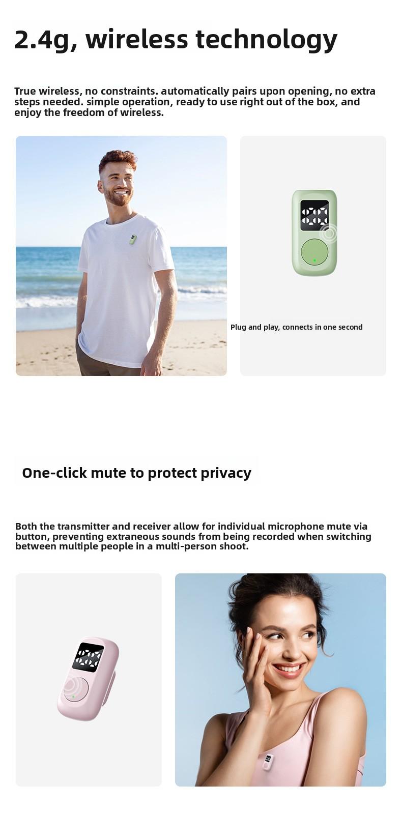 QY88 lavalier microphone, dual output, digital display, new model for mobile live streaming, noise-canceling reverb microphone