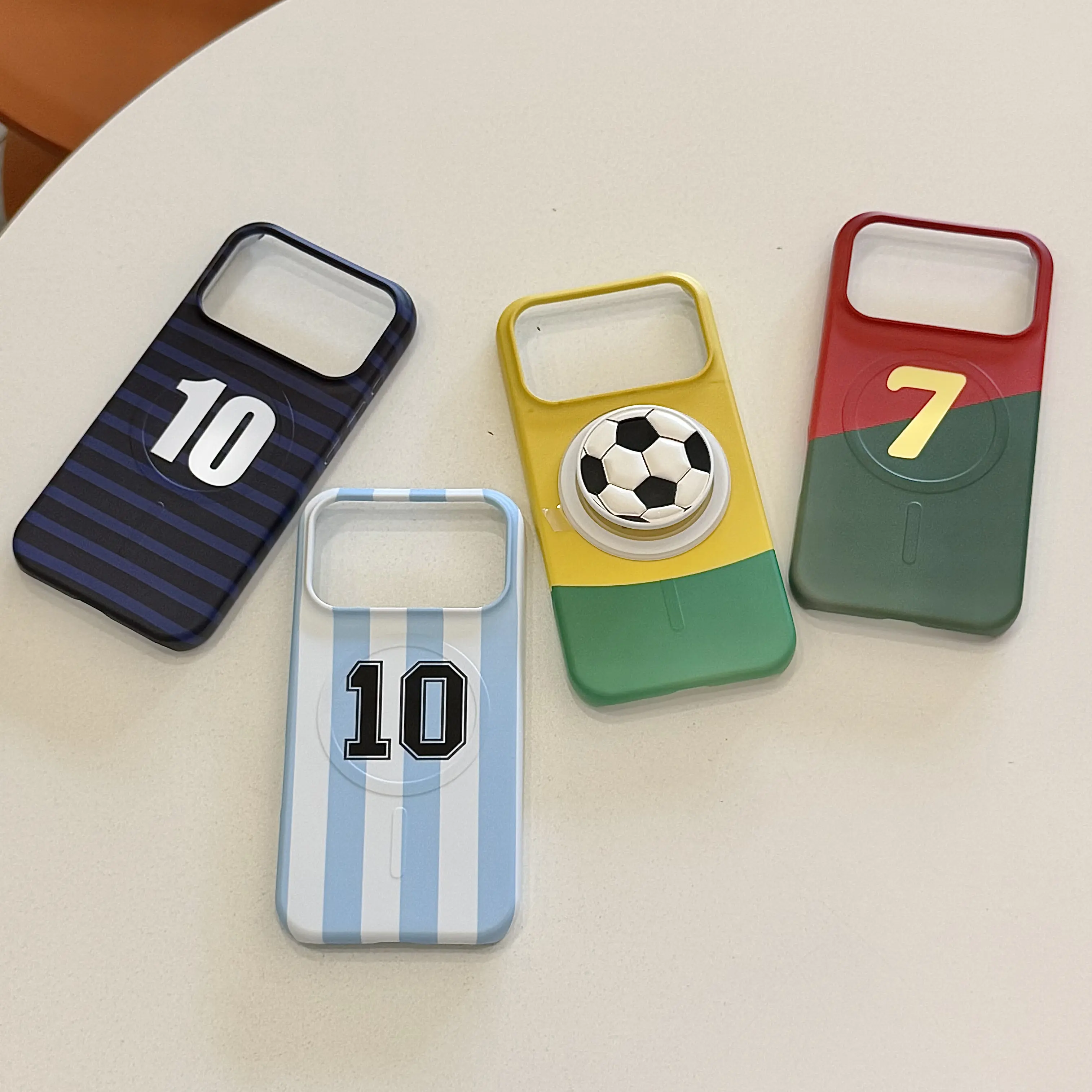 (Case & Nova.) Soccer Jersey Number 7/10 MagSafe Smartphone Case, Detachable 3D Football Pop Socket Stand, Shockproof Protective Cover for iPhone 17 Pro Max, 16 Plus, 15 Pro - Cellphone Handheld Devices Accessories solid color everyday use minimalist