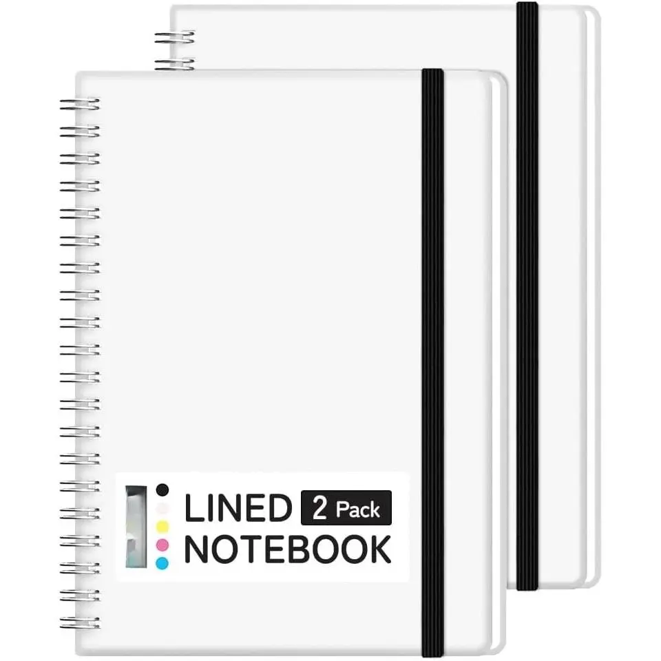 Spiral Journal Notebook - 2 Pack Small Size, Lined Journals for Writing, Journaling, Note Pad, Diary, Work & School, Men & Women (White, 5x7)