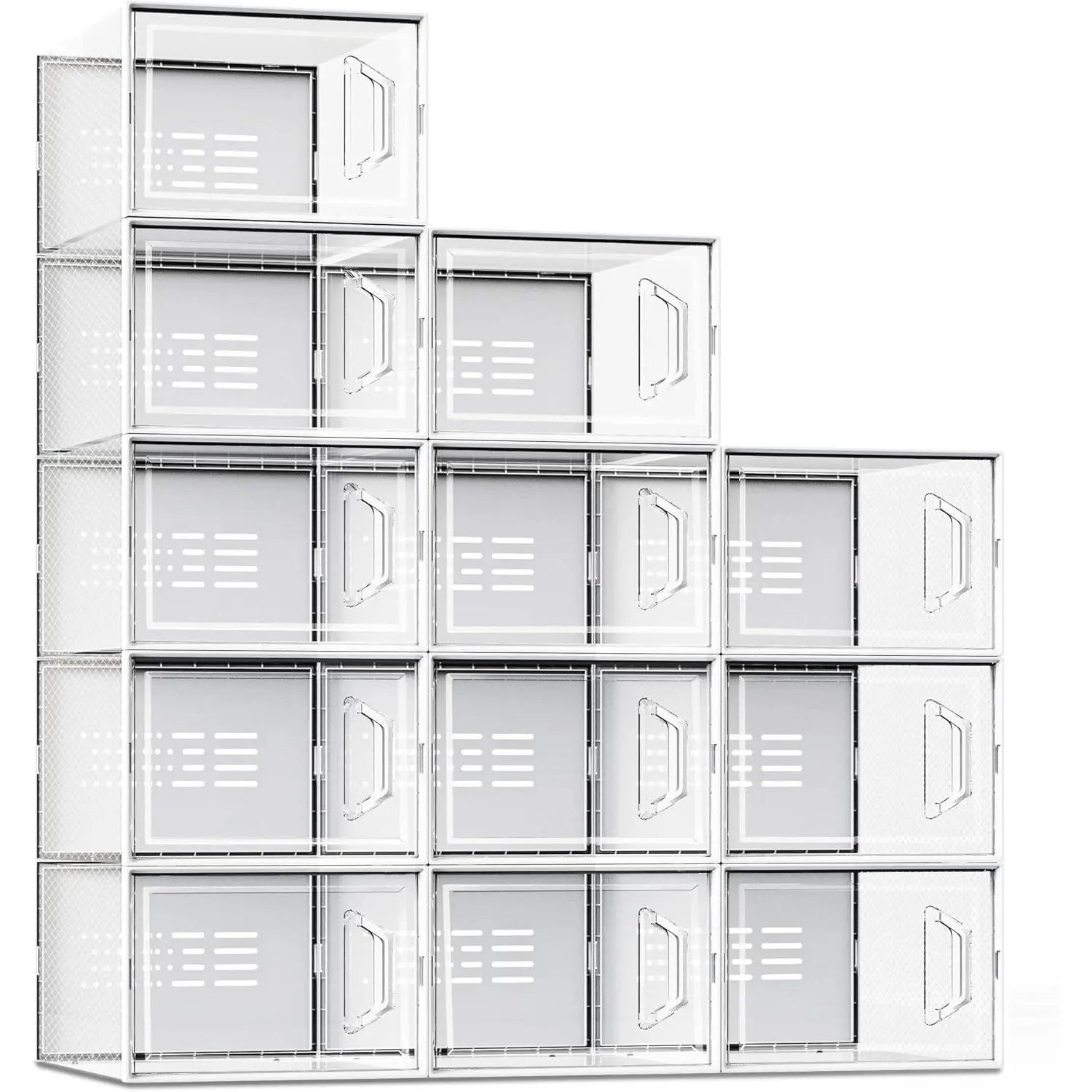X-Large Shoe Storage Box Fit Size 11, Clear Plastic Stackable Shoe Organizer for Closet, Space Saving Sneaker Shoe Rack Containers Bins Holders for Entryway, 12 Pack Clear
