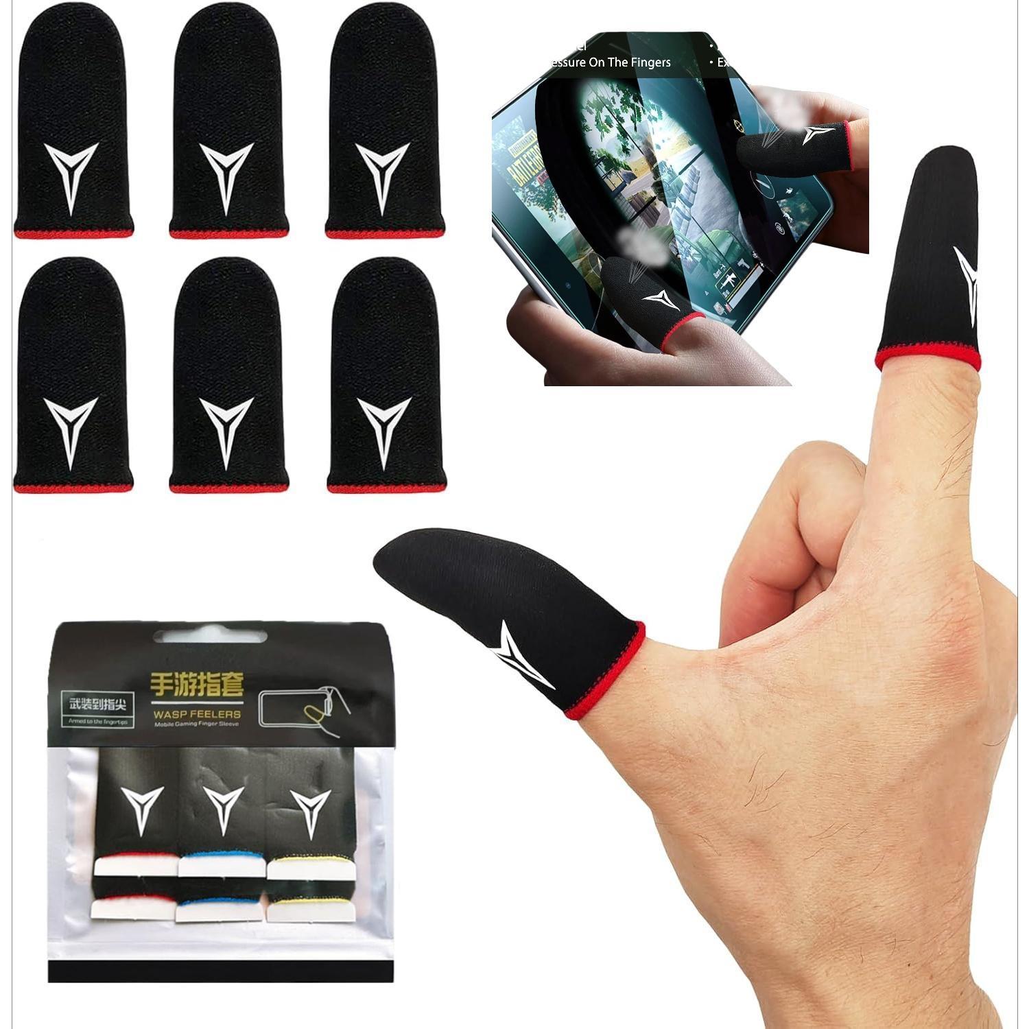 Game Improved Carbon Fiber Professional Model Gaming Finger Sleeves Ultra-Thin Breathable Anti-Sweat High Sensitivity Touchscreen Compatible 6 Pack