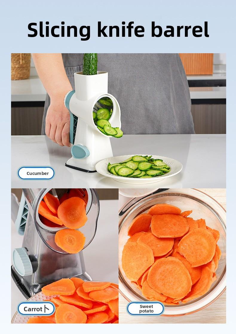 Rotary Cheese Grater, 1-Count Manual Vegetable Chopper with 3 Replaceable Stainless Steel Cutting Blades, Vegetable Shredder and Slicer, Multifunctional Kitchen Utensil, Vegetable Slicer Dicer, Summer Gift # GLOBAL PICKS