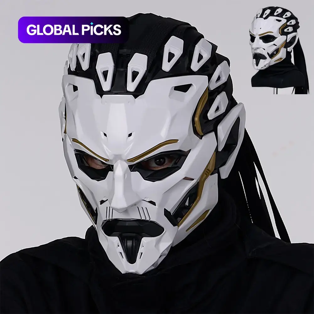 Cyberpunk Mech Mask, Cool Mask for Halloween Parties, Party Event Props, Comic Exhibition Props, Futuristic Tech Cosplay Costume Accessory, Full-Face Design