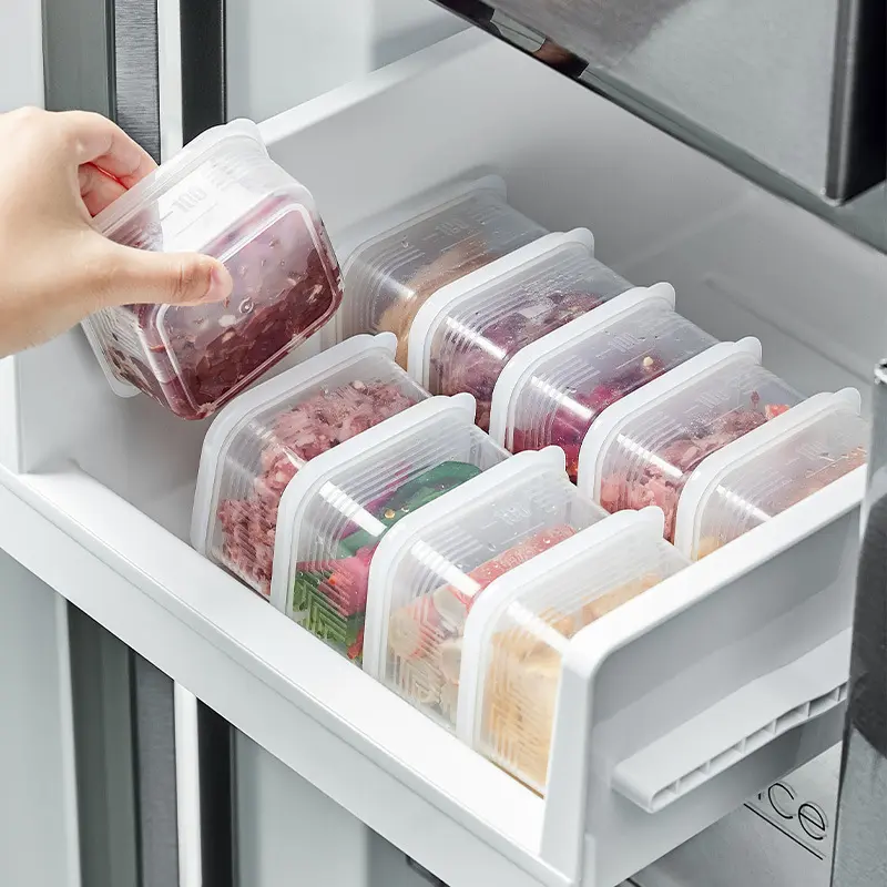 Refrigerator meat freezer box, frozen meat storage box, PP sealed food-grade preservation box, microwaveable, Japanese-style storage