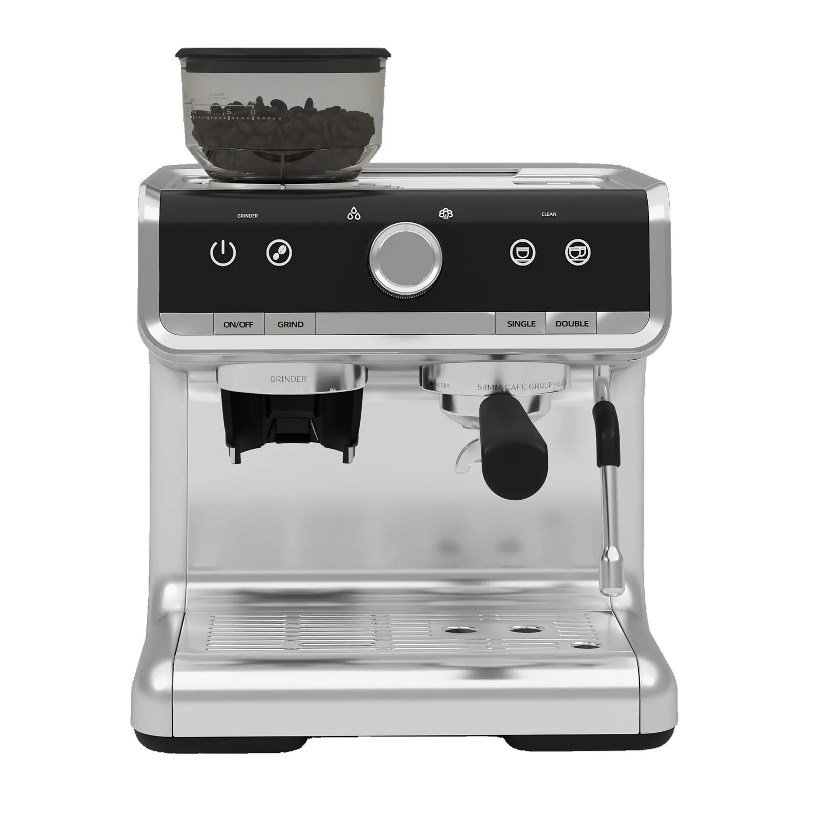 20 Bar Espresso Machine with PID Control and Integrated Grinder - Stainless Steel 3-in-1 Coffee Maker Set - Milk Frother Steam Wand - 95oz Detachable Water Tank - Home Barista for Cappuccino, Latte, Espresso