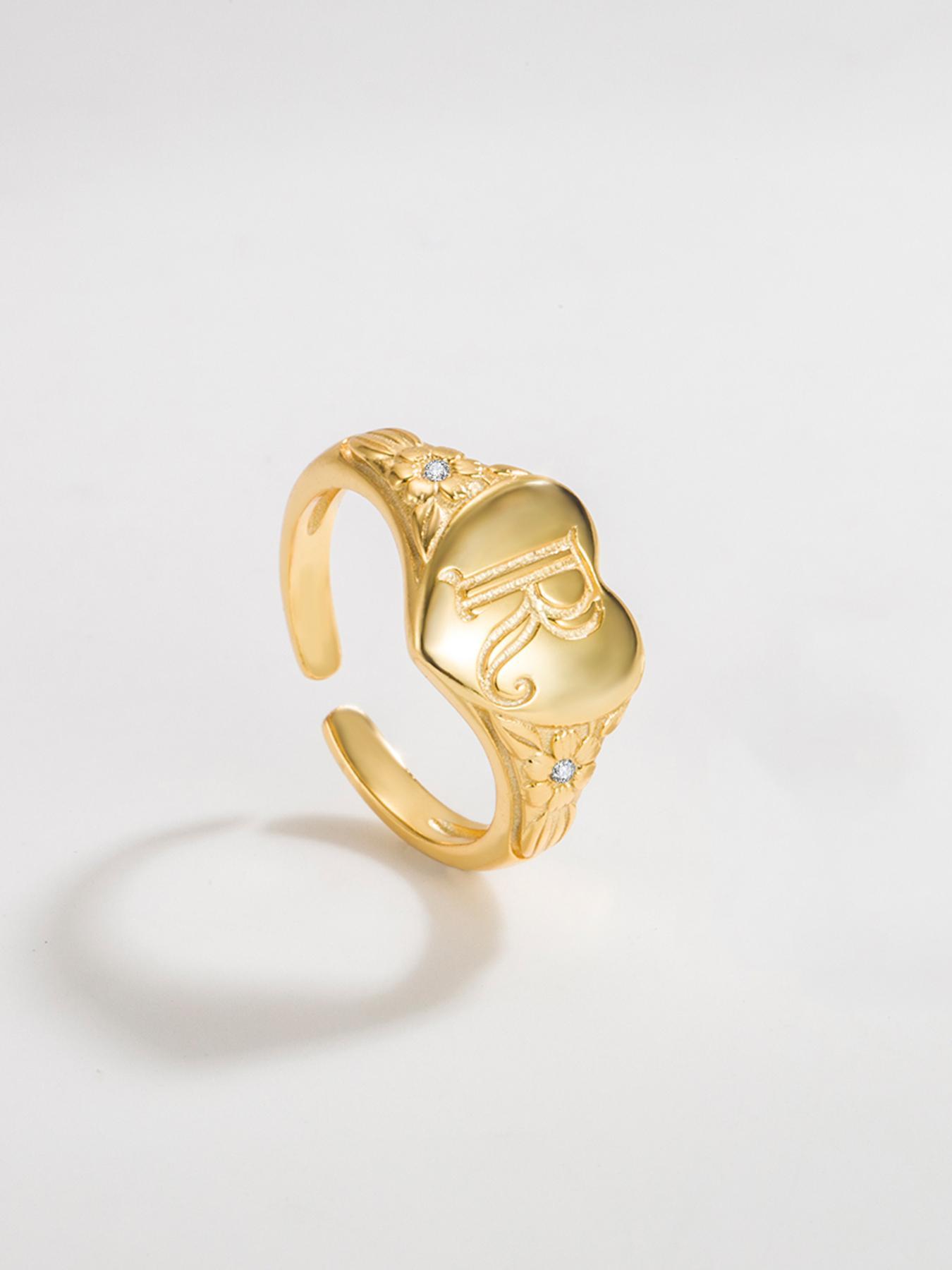 S925 Sterling Silver Fashion R Letter Design Cuff Ring, New Style Simple Jewelry for Women, Trendy All-match & Exquisite Jewelry for Birthday Gift, Alphabet Design Ring