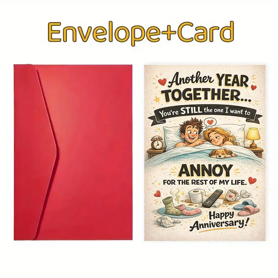 Funny Anniversary Card for Couples, Humorous Bedtime Chaos Theme, Perfect for Wedding, Birthday, Valentine's Day, Unisex Design