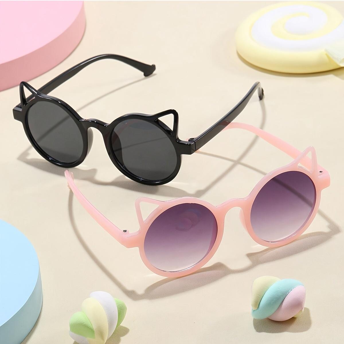 2pcs Cute Cat Ear Glasses Colorful Durable Plastic Frames Playful Cartoon Design for Parties Birthdays Valentine's Day Festive Accessory