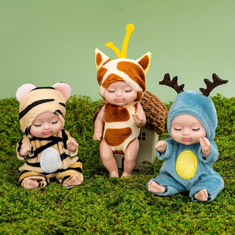 Girls' Cartoon Realistic Newborn Doll Set - 4.3in Mini Dolls, 6 Fairy Tale Princess Figures, Premium Gift Packaging, Pretend-Role Play Toy for Children