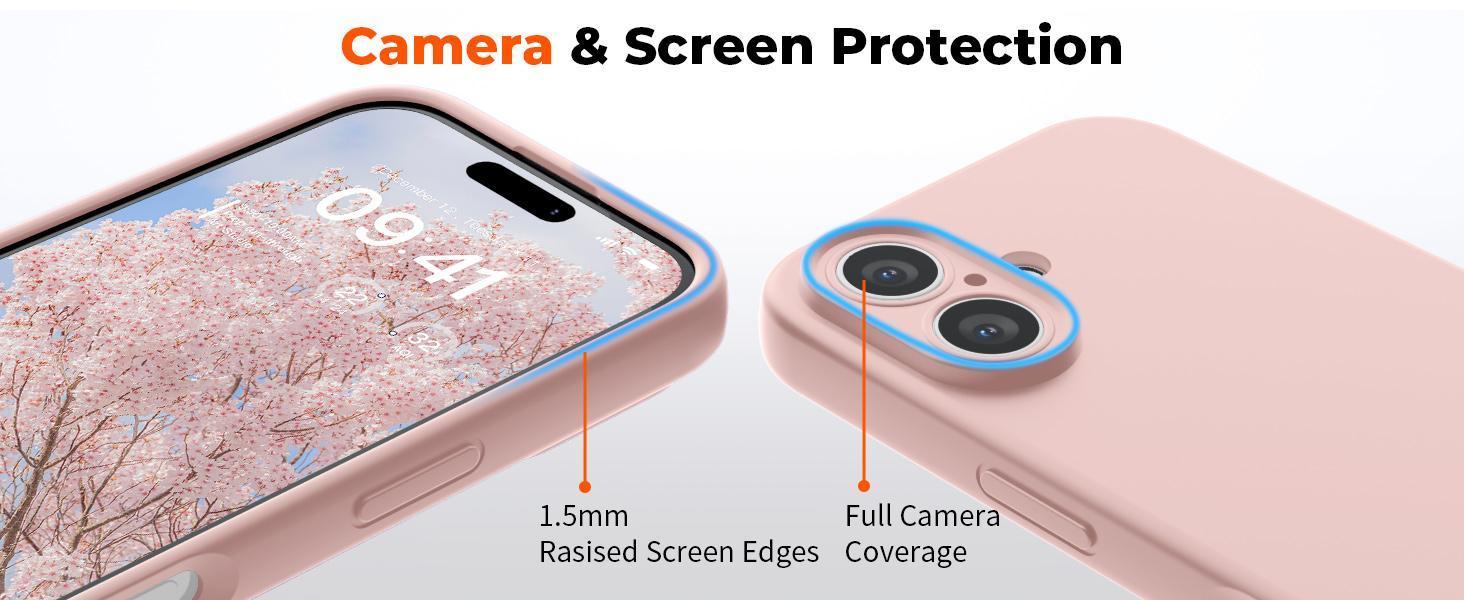Designed for iPhone 16 Plus Case,Premium Liquid Silicone with [Soft Anti-Scratch Microfiber Lining][Upgraded Camera Protection] Slim Shockproof Phone Case for Men Women Girls,Chalk Pink