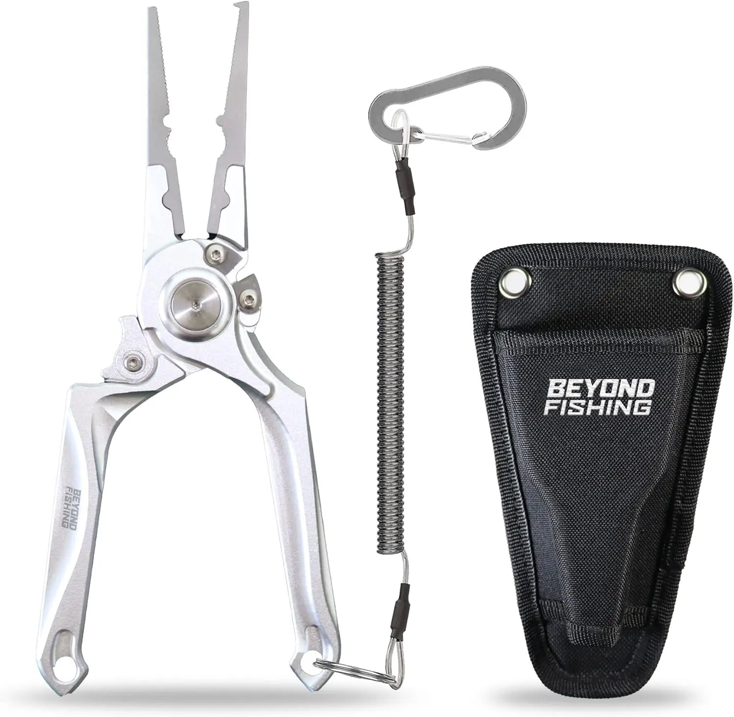 Fishing Pro Aluminum Series 8 Inch Multifunction Fishing Pliers, Saltwater Resistant Fishing Gear, Tungsten Carbide Cutters, Corrosion Resistant Teflon Coating with Sheath