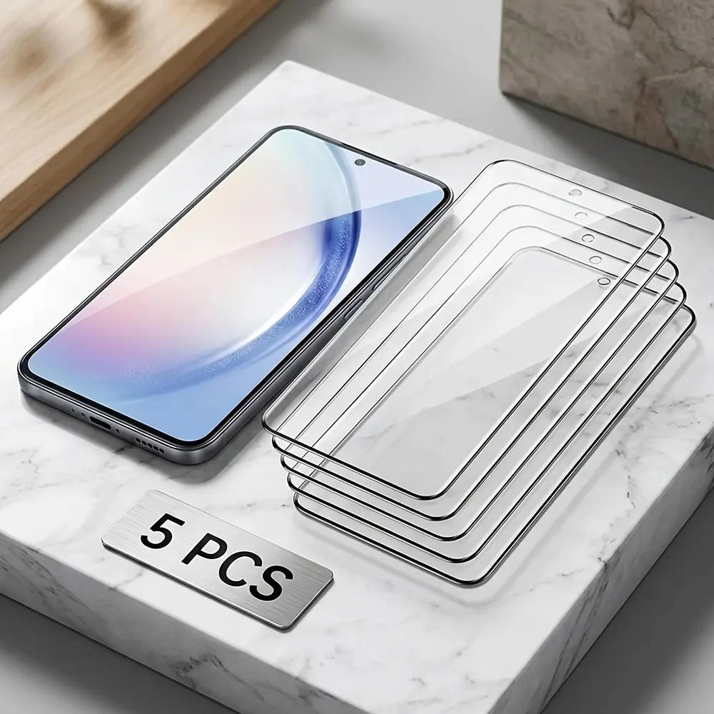 5-piece set (high-definition etched) ultra-high-definition tempered glass suitable for Apple iPhone 11 12 13 14 15 16 17 17 Pro Max 16 Plus 16E 17 Air and other models. High hardness, scratch-resistant, anti-fingerprint mobile phone screen protector.