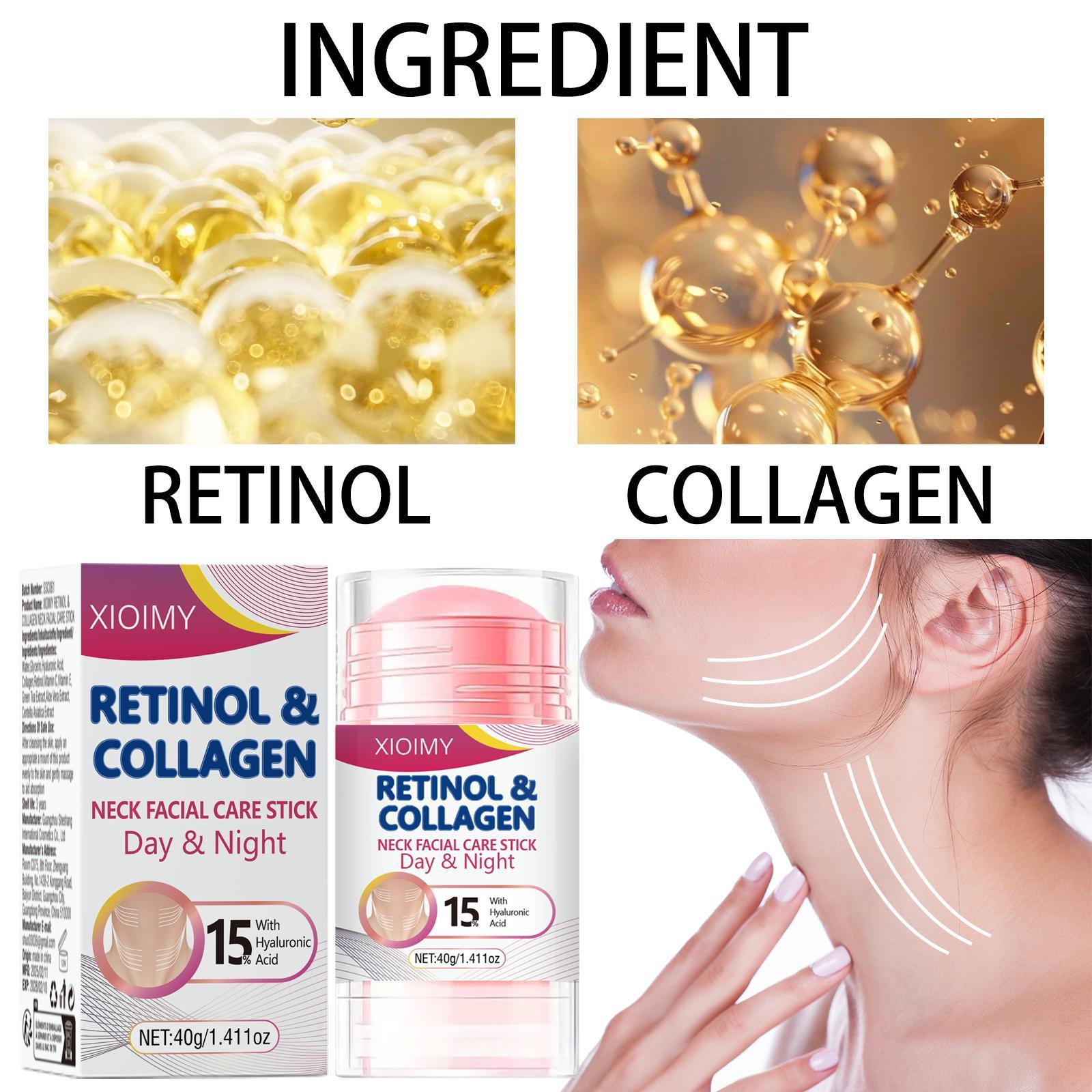 Retinol, Collagen & Hyaluronic Acid Neck Care Roller Stick, Moisturizing & Firming Neck Cream Stick, Night Neck Lifting Cream, Neck Skin Care Product for Women, Cosmetic Moisturizer