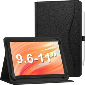 Case for 9.6 10 10.1 11 inch Tablet, for  TAB 10 Gen 4, PU Leather Protective Cover for  Android Tablets 9.6-11" with Stand for FEONAL/TECLAST///iPad/ (Black)