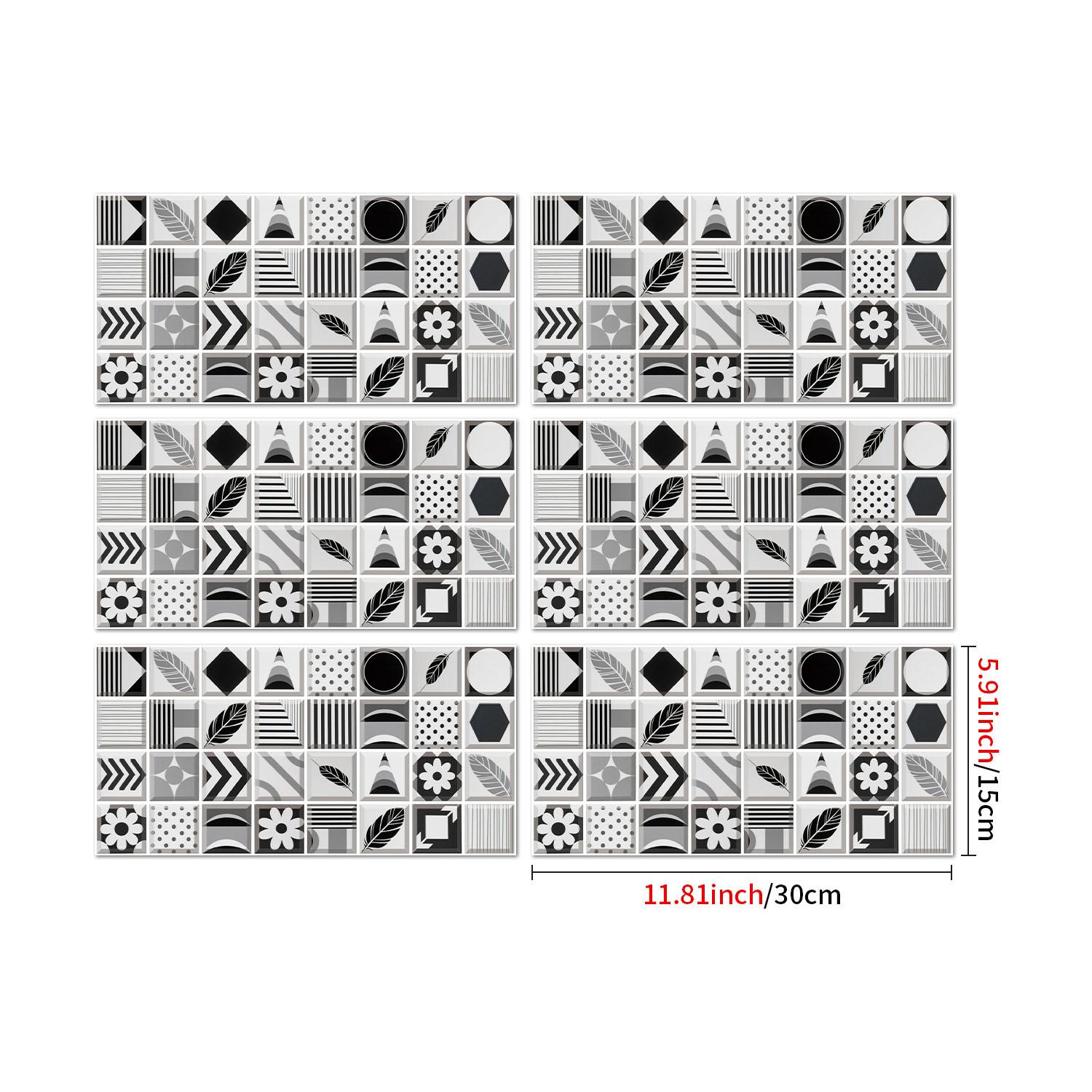 Geometric Pattern Tile Backsplash, Self-adhesive Removable Tile Backsplash, Waterproof & Oil-resistant Wall Decor for Kitchen & Bathroom