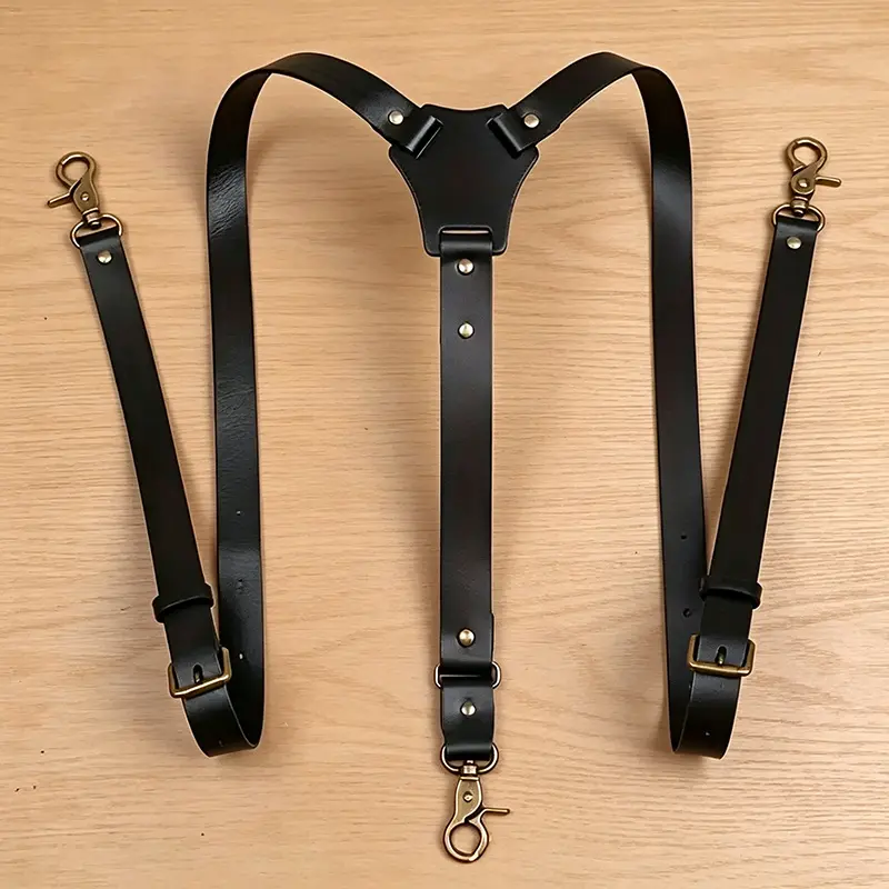 Men's PU Leather 3-Button Suspenders