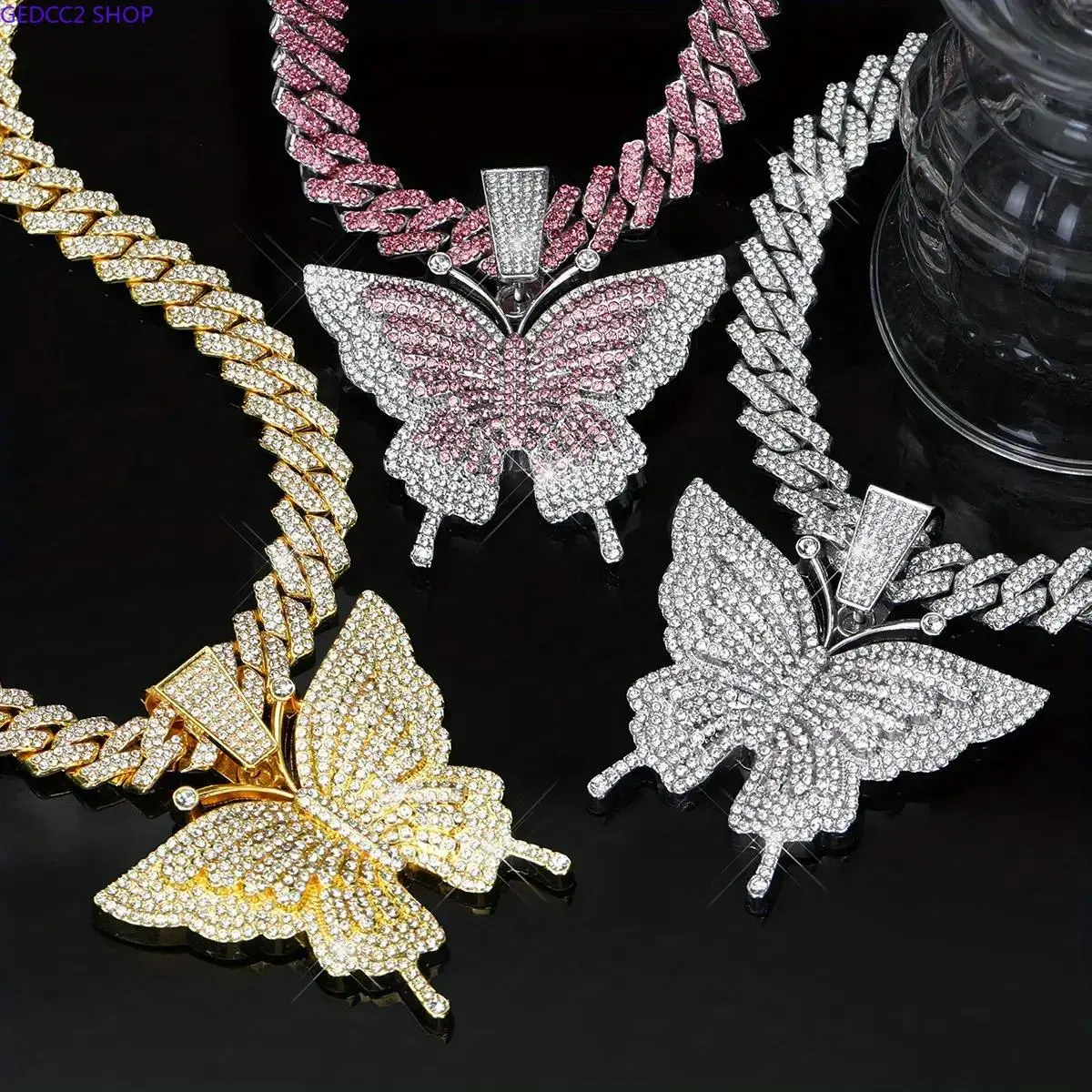 Stylish Hip Hop Necklace for Women, Cuban Link Chain with Butterfly Pendant, Versatile Jewelry Gift for Her, Daily Wear, Hip Hop Look, Fashion Jewelry Accessories, Casual Style Necklaces, Female, Cadena Cuban Link