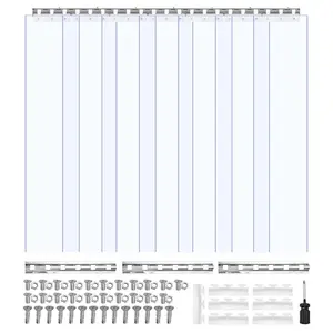VEVOR Clear PVC Strip Curtain, 84 in Height x 42 in Width x 0.08 in Thickness, 7 PCS Walk in Freezer Cooler Curtain Strips, Smooth Waterproof Plastic Door Strips for Warehouse, Freezer, Garage Doors