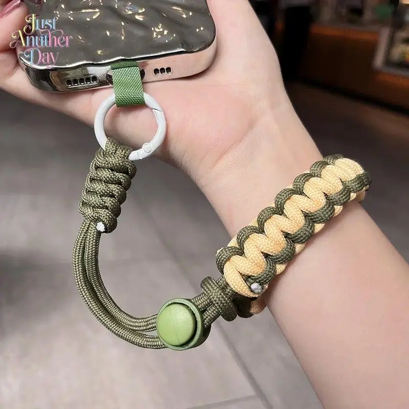 Braided Paracord Adjustable Anti-Lost Phone Wrist Lanyard With Universal Patch, Durable Multi-Color Practical Accessory For Safely Holding Smartphones, Keys And Handbags During Daily Commutes, Shopping Trips And Outdoor Travel Activities