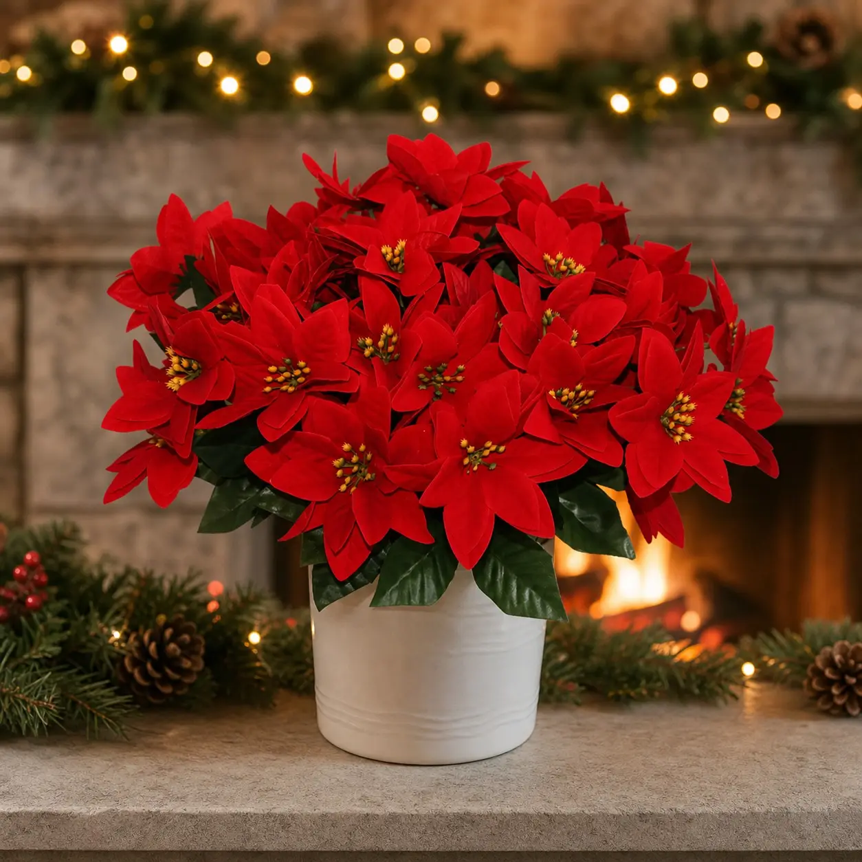 10 Artificial Christmas Poinsettia Flowers, Durable Plastic Flower, Holiday Decorations for Home, Table Centerpieces, Weddings, Trees, Exhibitions, Winter Displays, Decorative Flowers, Artificial Plants