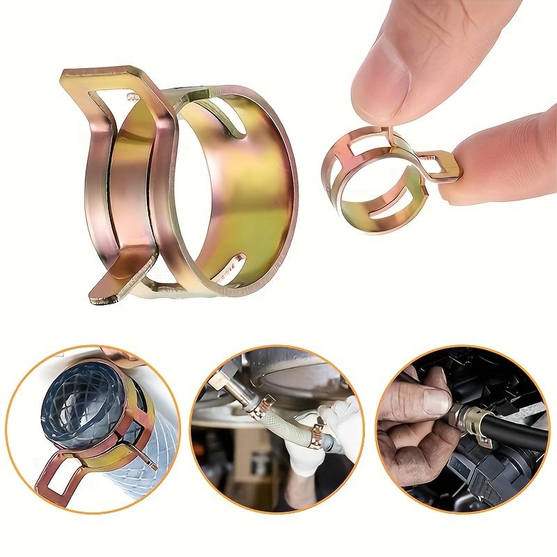 90pcs Spring Hose Clamp Assortment Kit Includes Spring Band Action Clamps for Fuel, Vacuum Hose, And Low-pressure Air Applications. Sizes Available: 6mm, 7mm, 8mm, 9mm, 10mm, 12mm, 14mm, And 16mm.