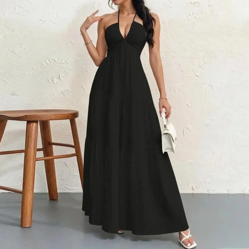 2026 Women's Solid Color Casual Loose Sleeveless A-Line Dress, Simple Summer Dress for Beach Vacation & Party