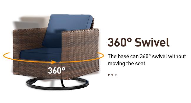 UDPATIO Modern Outdoor Wicker Sofa Set, fire pittable Rattan Wicker Outdoor Sectional Set with Rocking Swivel Chairs, Wicker Rattan Outdoor Sofa Set with Storage Table and Waterproof Covers for Backyard, Deck, Porch