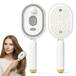 2026 Upgraded 3-in-1 Electric Spray Air Cushion Massage Comb - Water Spray Detangling Hair Brush for Curly/Straight Thick Hair (White)
