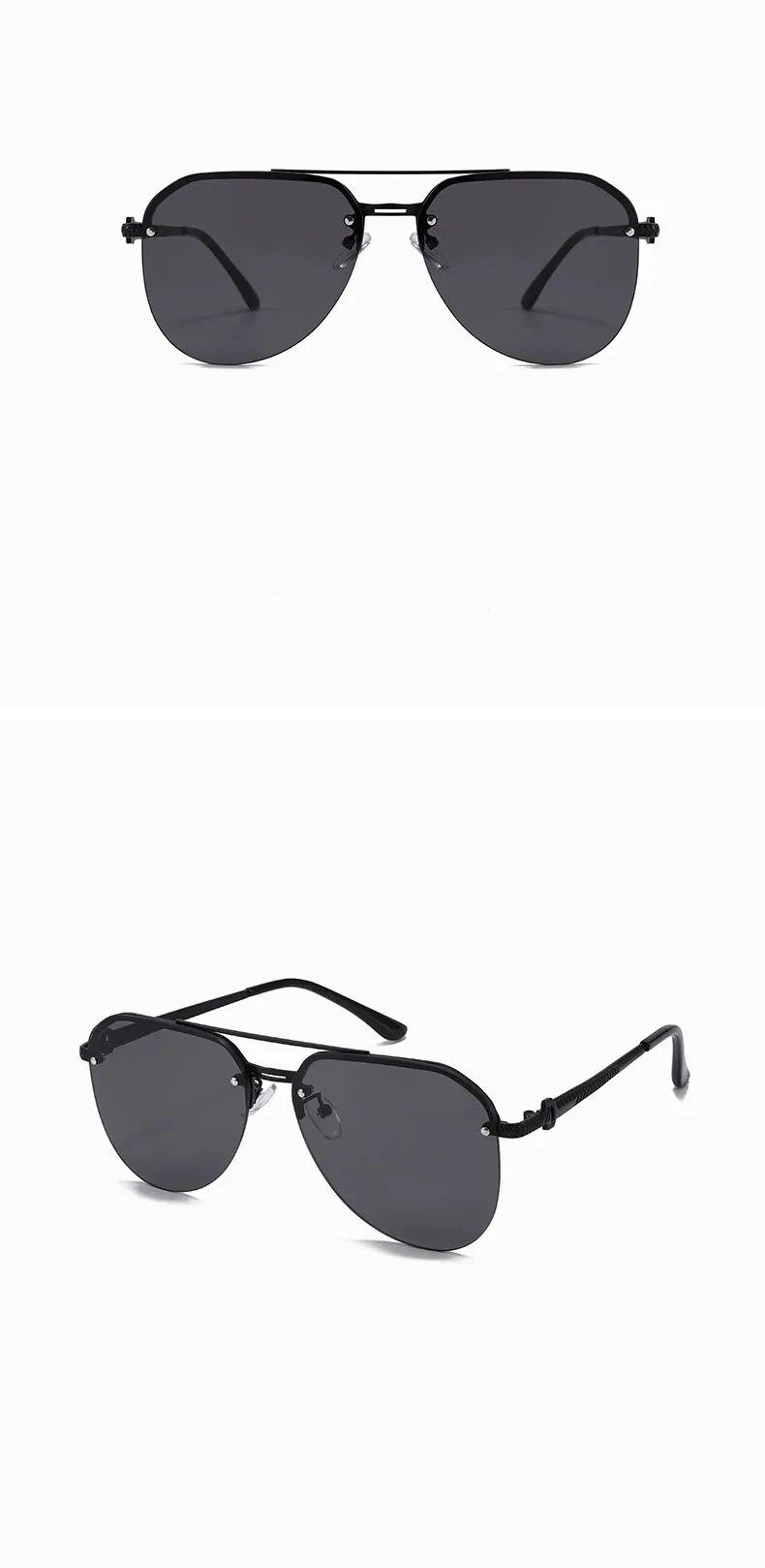 New Fashion Metal Half Frame Women's Outdoor Sunglasses Classic Double Beam Glasses New Fashion Metal Half Frame Women's Outdoor Sunglasses Classic Double Beam Glasses