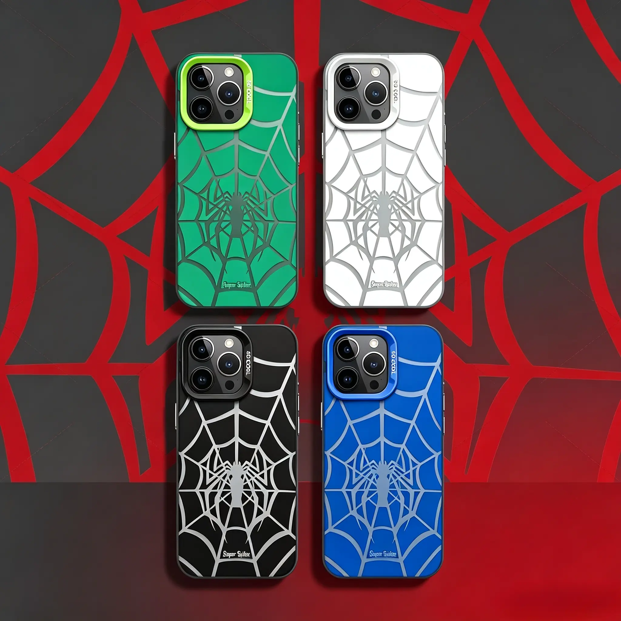 Minimal Spider Web Phone Case 4 Colors Matte Translucent Shockproof Cover,Cobweb Phone cases for iPhone 17 AIR 17 PRO 16 PRO 15  PRO MAX  14 PLUS 13 PRO 12 11 PRO XS MAX X XR Plus  series(anti-drop hard shell) shockproof mobilephone protective cover