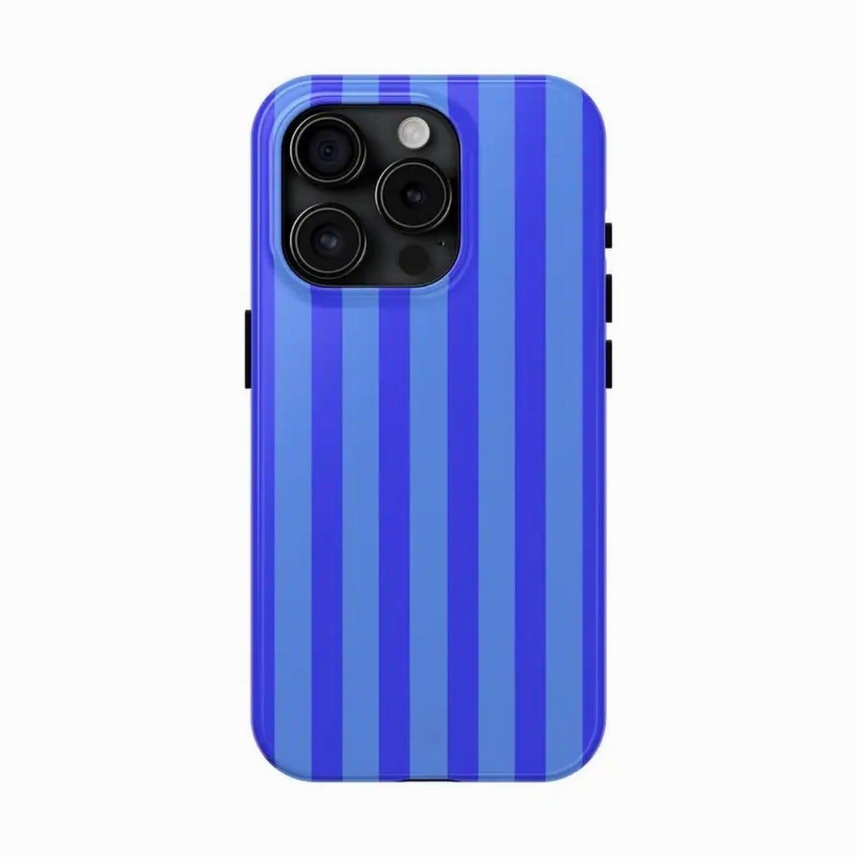 Blue striped iPhone case, compatible with iPhone17 ProMax, 17Air, 16Pro, 15, 14, 13, 12. Premium phone case |       Shockproof protective phone case |       Smart phone case, a gift for girls Compatible with Samsung Galaxy S25