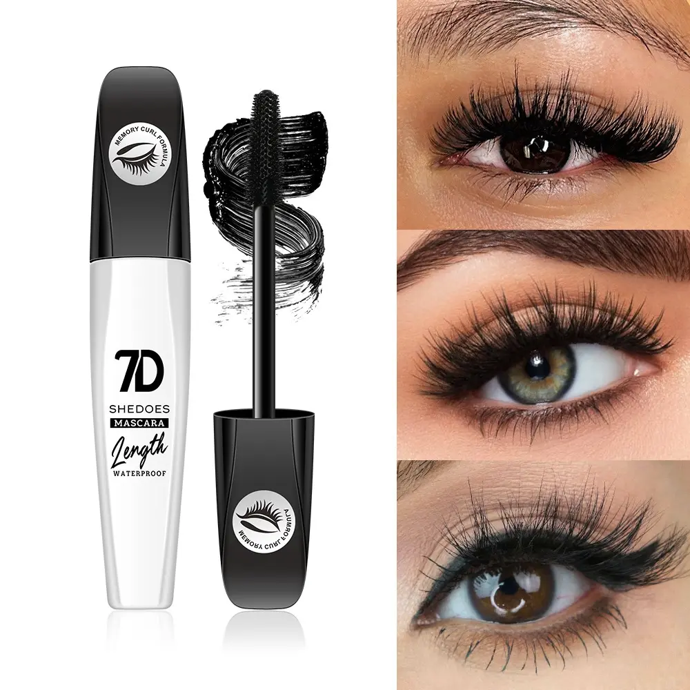 Viral 7D Mascara, Waterproof Easy Remover Lash Makeup, Smudge Proof Non-Fading Lengthening Curling Volumizing Long Lasting Eyelash Cosmetic