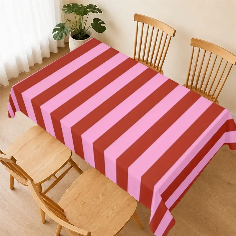 Retro Striped Tablecloth, Waterproof Fabric, Easy to Clean, Bright and Unique Dining Atmosphere, Ideal for Home Meals and Daily Decor
