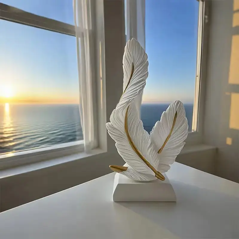 Minimalist Luxury Feather Ornament, Decorative Piece, Boujee Home Accessories, Ideal for Home & Bedroom Decoration, Perfect Housewarming Gift
