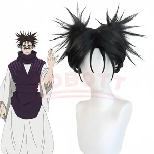 Jujutsu JJK Manga Choso Cosplay Wig Anime Jujutsu Kaisen Black Double Ponytail Hair Sticker Itadori Yuji Halloween Wig Women Men