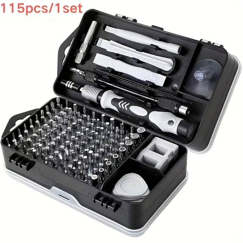 115pcs/set screwdriver kit, Screwdriver sets, Multipurpose screwdriver, magnetic, anti slip handle and clip, repair tools for electronic components, mobile phones, and car repairs, gifts for husbands and fathers