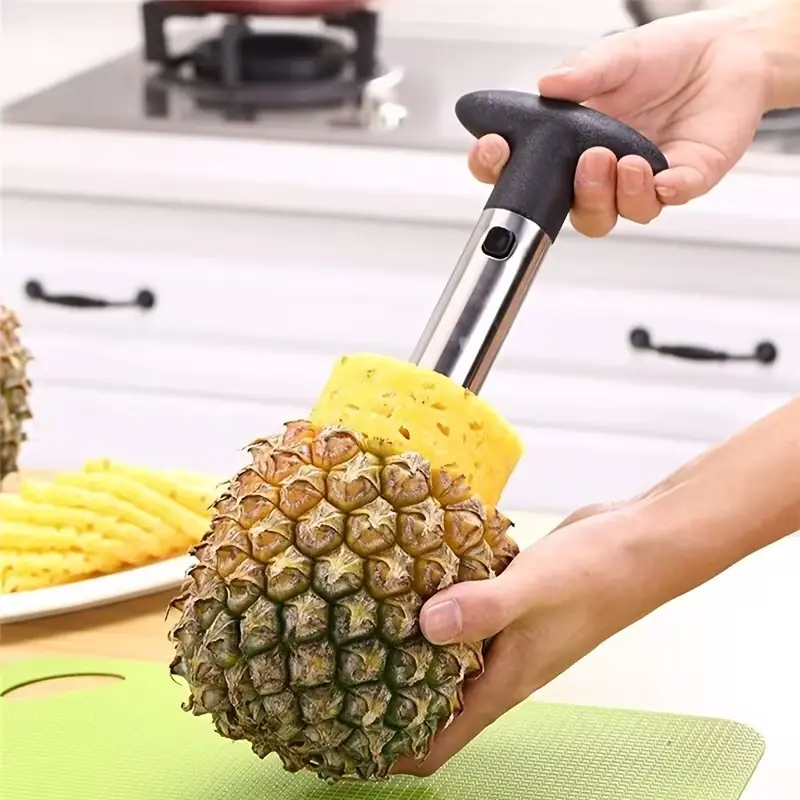 Stainless Steel Pineapple Core Remover, Corer and Slicer, Easy-To-Use Efficient Removal Kitchen Tool, Safe Food Design, Peel and Cut Fresh Pineapples
