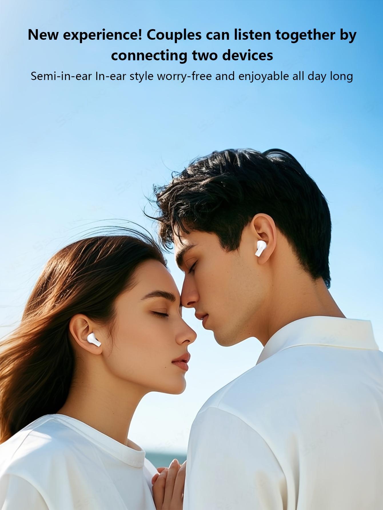 New true wireless 5.3 in-ear smart comfortable mini earphones, video earbuds, music couple TWS HIFI heavy bass 9D stereo high-definition call earphones, suitable for Android and Apple phones, sports earphones, sleep earphones