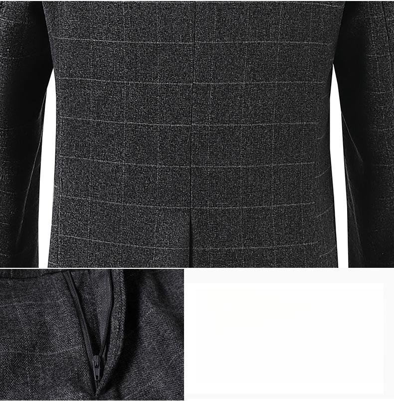Men's Plaid Slim Fit Suit  Korean Style One-Button Notch Lapel Casual Blazer with Pocket Detail & Center Vent
